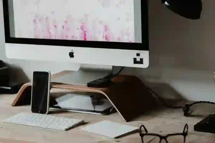 freelancer desk setup with a working computer